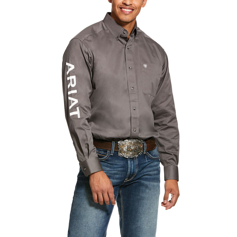 Ariat Western: Team Logo Twill Classic Fit Camisa Hombre - Gris (OCVPL9610)